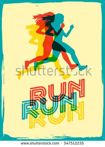 338x470 Run. Sport Motivation Lettering Poster. Creative Marathon Vector