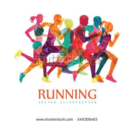 450x414 Running Marathon, People Run, Colorful Poster. Vector Illustration