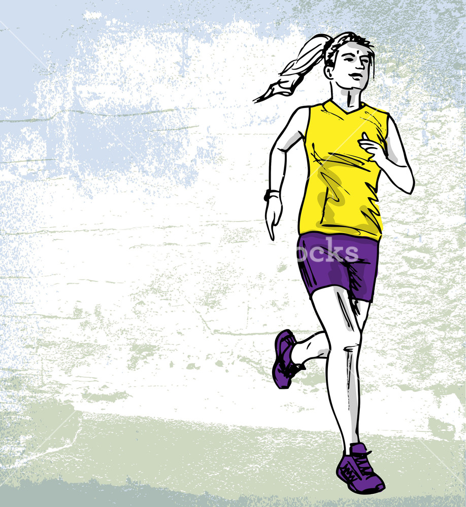 918x1000 Sketch Of Female Marathon Runner. Vector Illustration Royalty Free