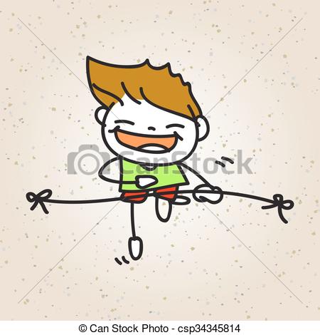 450x470 Hand Drawing Cartoon Happy Kid Running Marathon Vector Illustration.