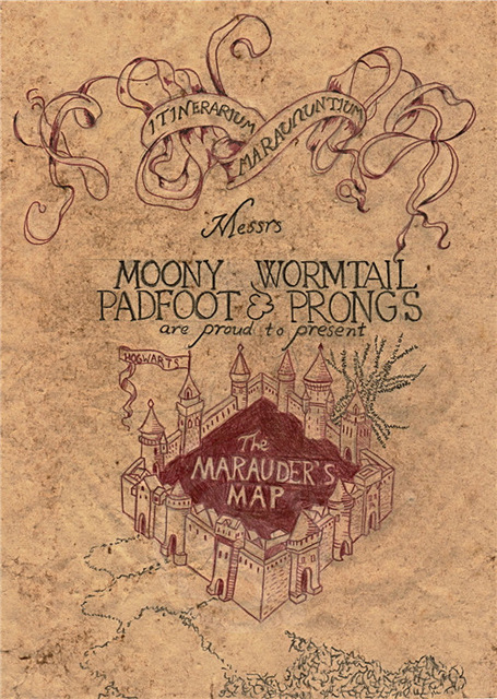 455x640 Marauders Map Poster Clickable World Map