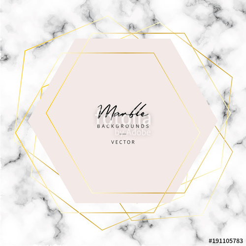 500x500 Vector Marble Texture Background With Golden Hexagons Stock Image