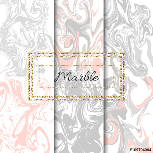 500x500 Marble Texture Vector Set. Hand Drawn Pastel Grey And Pink Ink