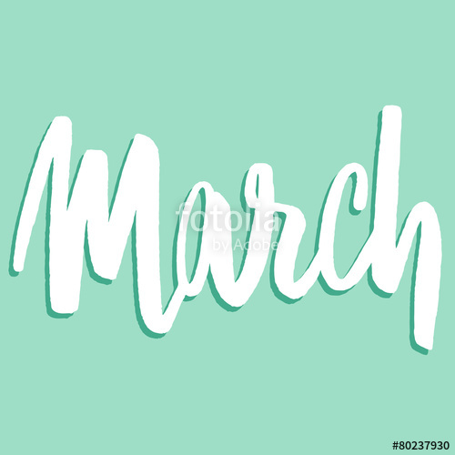 500x500 Handwritten Word March. Vector Spring Calligraphy Design Stock