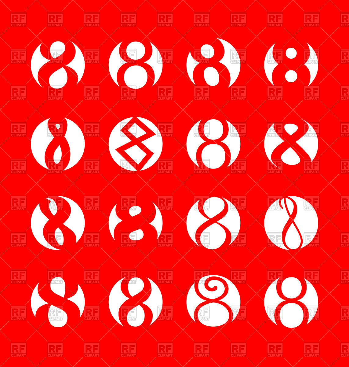 1143x1200 Set Of Number 8 Icons, 8 March Vector Image Vector Artwork Of