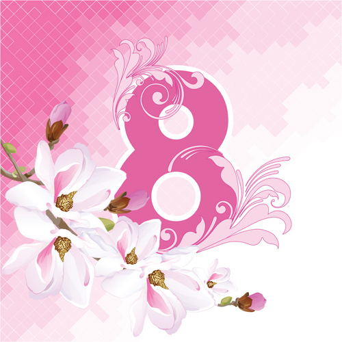 500x500 8 March Womens Day Background Set 04 Vector Free Download