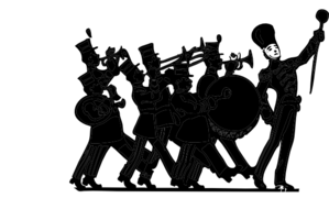 299x180 Marching Band Black On White Clip Art