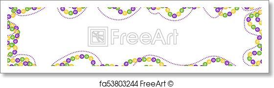 560x180 Free Art Print Of Mardi Gras Beads Colored Frame, Isolated On