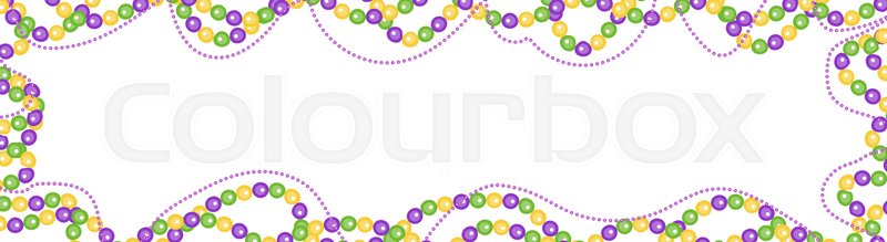 800x219 Mardi Gras Beads Colored Frame, Isolated On White Background