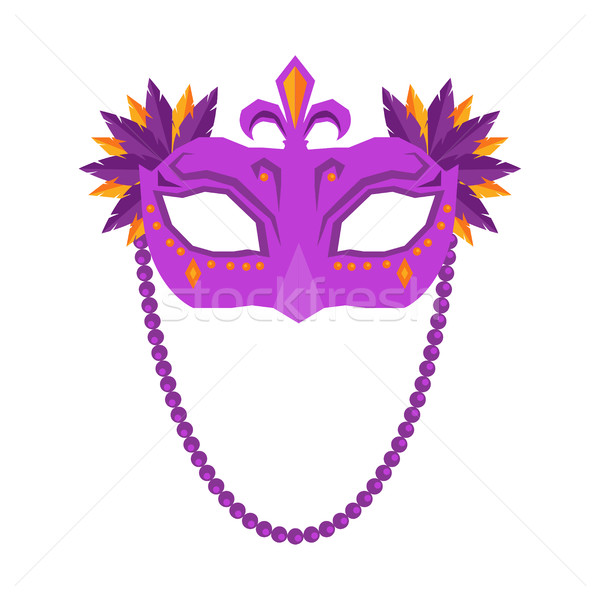 600x600 Mardi Gras Mask Isolated On White Background. Vector Illustration