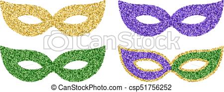 450x186 Set Of Four Colorful Glitter Mardi Gras Masks.