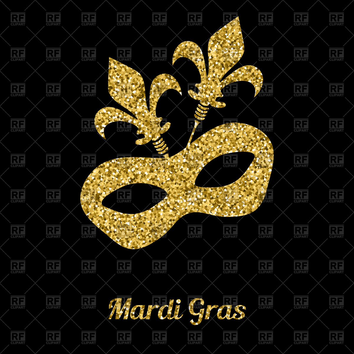 1200x1200 Mardi Gras Mask From Gold Glitter