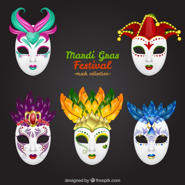 626x626 Mardi Gras Mask Festival Set Vector Free Download
