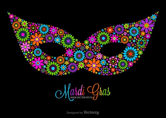 572x407 Colorful Flowers Mardi Gras Mask Vector Free Vector Download In