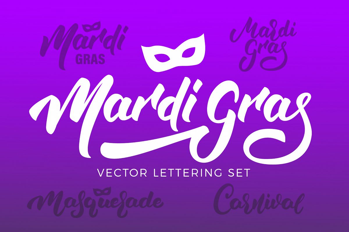 1200x800 Mardi Gras Vector Lettering Set