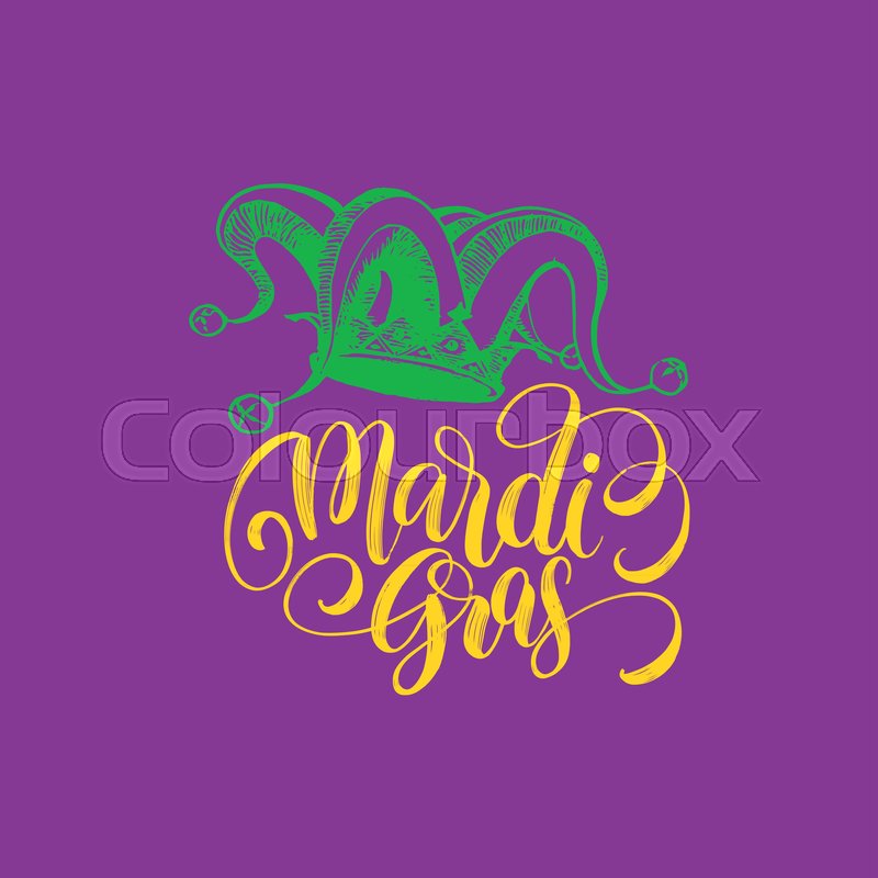 800x800 Mardi Gras Vector Hand Lettering Greeting Card. Fat Or Shrove