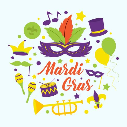 490x490 Mardi Gras Parade Vector Illustration