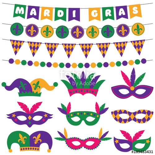 500x500 Mardi Gras Vector Masks And Banners Set Stock Image And Royalty