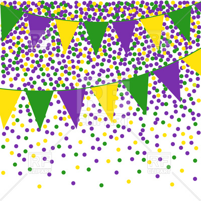 400x400 Mardi Gras Bunting Background With Confetti Royalty Free Vector