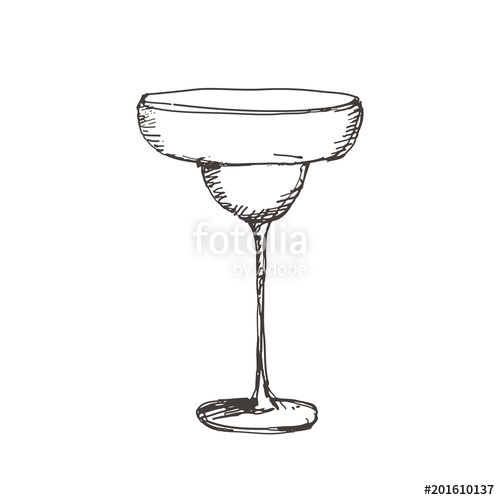 500x500 Hand Drawn Margarita Glass. Sketch, Vector Illustration. Stock