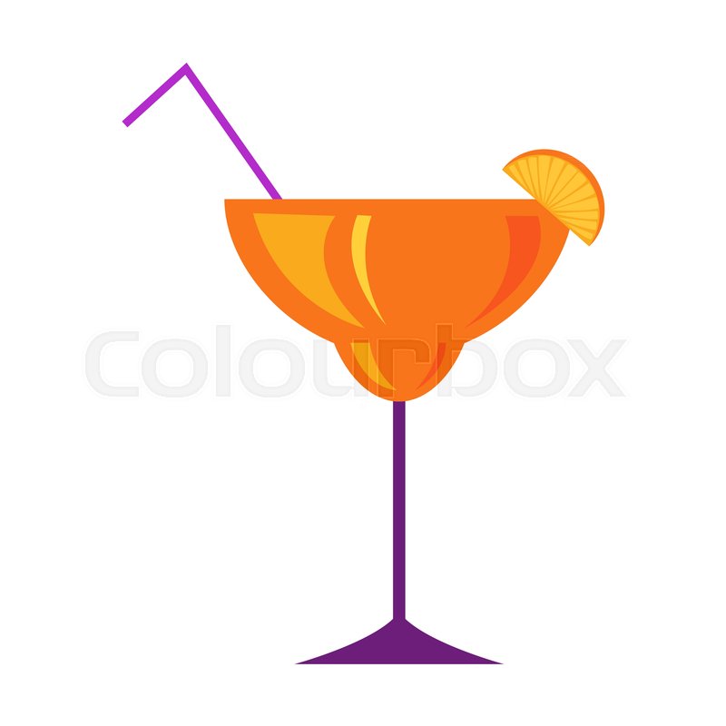 800x800 Margarita Glass With Citrus Slice And Straw Flat Vector Icon