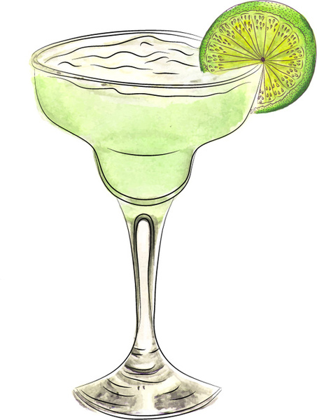 453x600 Watercolor Doodle Margarita Cocktail Free Vector In Encapsulated