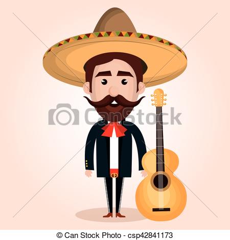 450x470 Mexican Mariachi Character Classic Vector Illustration... Vectors