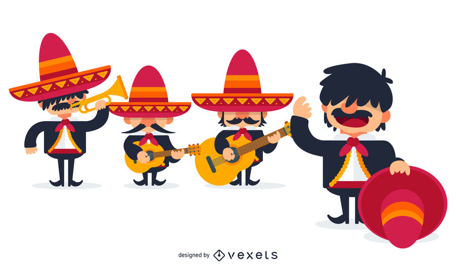 900x529 Mexican Mariachis Illustration