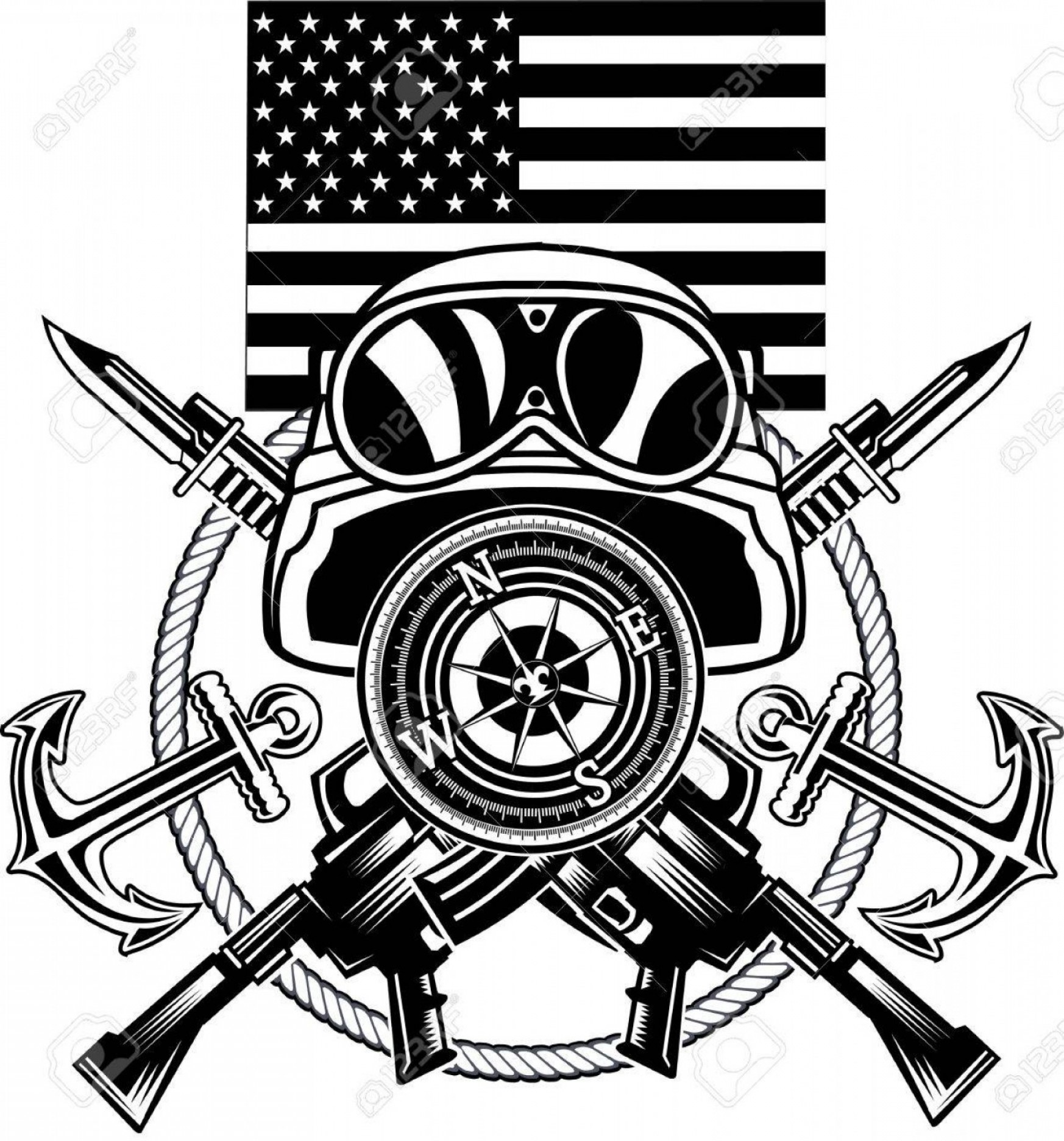 1746x1872 Photostock Vector Marine Corps Anchor And Usa Flag Shopatcloth