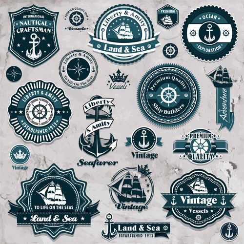 500x500 Marine Labels And Decor Vector Collection 04 Free Download
