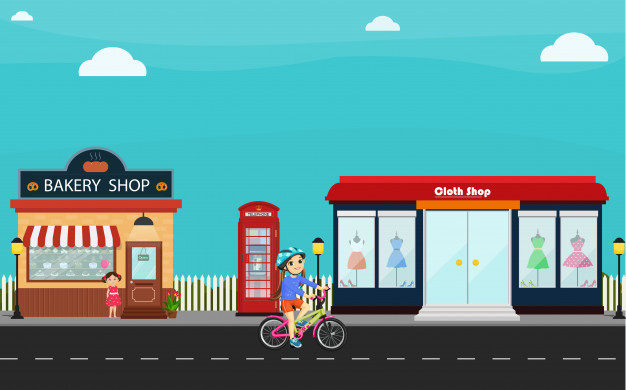 626x390 Girl Riding In Market Vector Premium Download