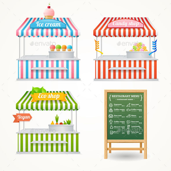 590x590 Street Food Market Set. Vector By Mousemd Graphicriver