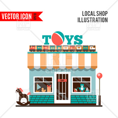 400x400 Toy Shop Icon. Cartoon Flat Market Vector Image Vector Artwork