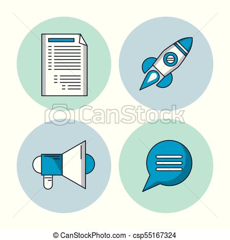 450x470 Digital Marketing Icons Over White Background Vector Illustration.