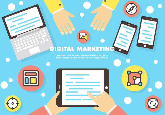 632x443 Free Flat Digital Marketing Icon Collection Vector Background Free