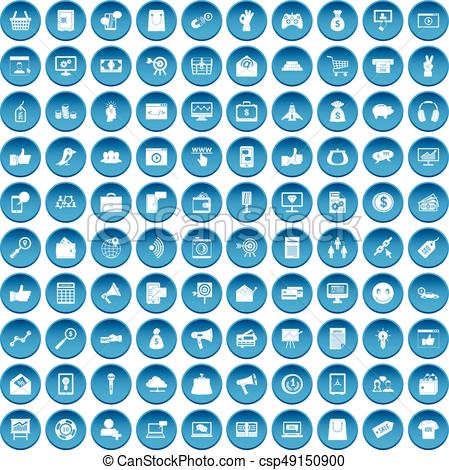 449x470 100 Digital Marketing Icons Set Blue. 100 Digital Marketing Icons