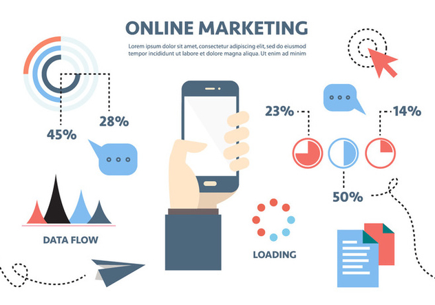 632x443 Free Flat Digital Marketing Vector Background With Touch Screen