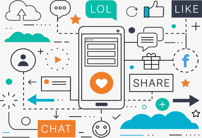 650x446 Vector Illustration Social Media Marketing, Vector Graphics