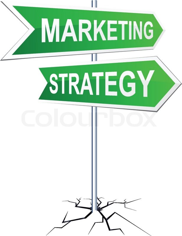 616x800 Vector Direction Sign With Marketing Strategy Words Stock Vector