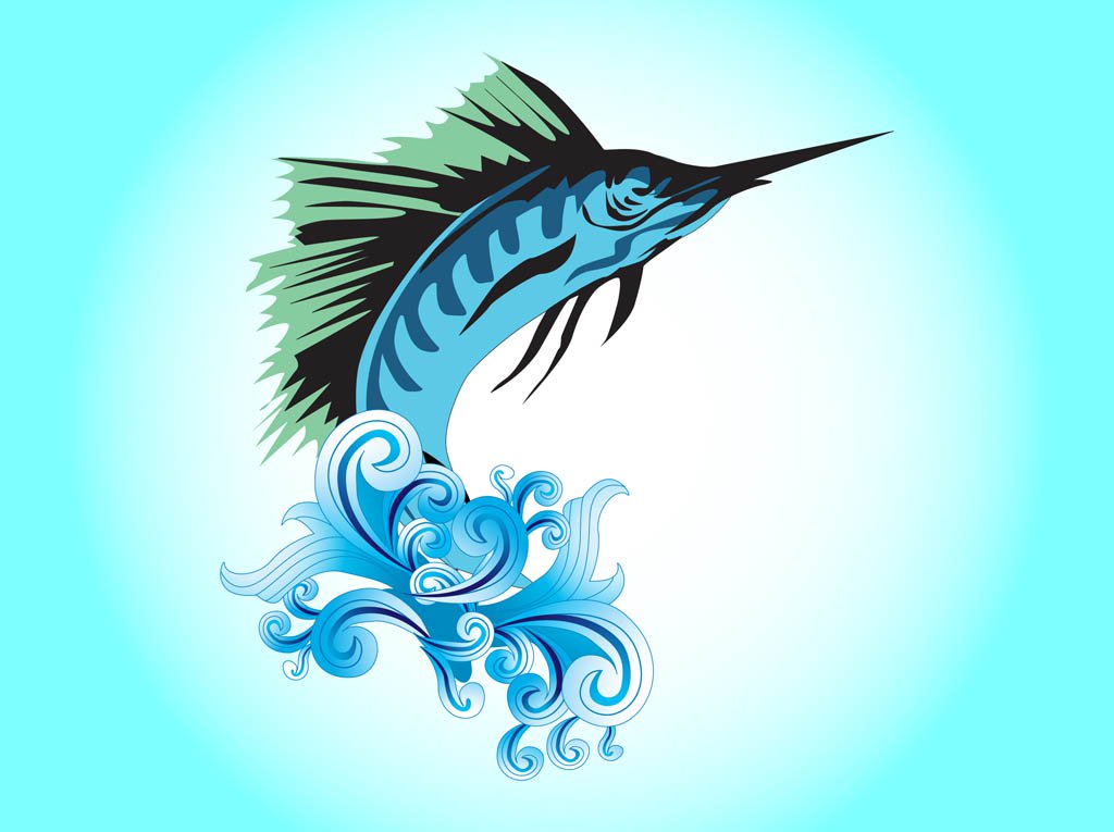 1024x765 Jumping Marlin Fish Vector Art Amp Graphics