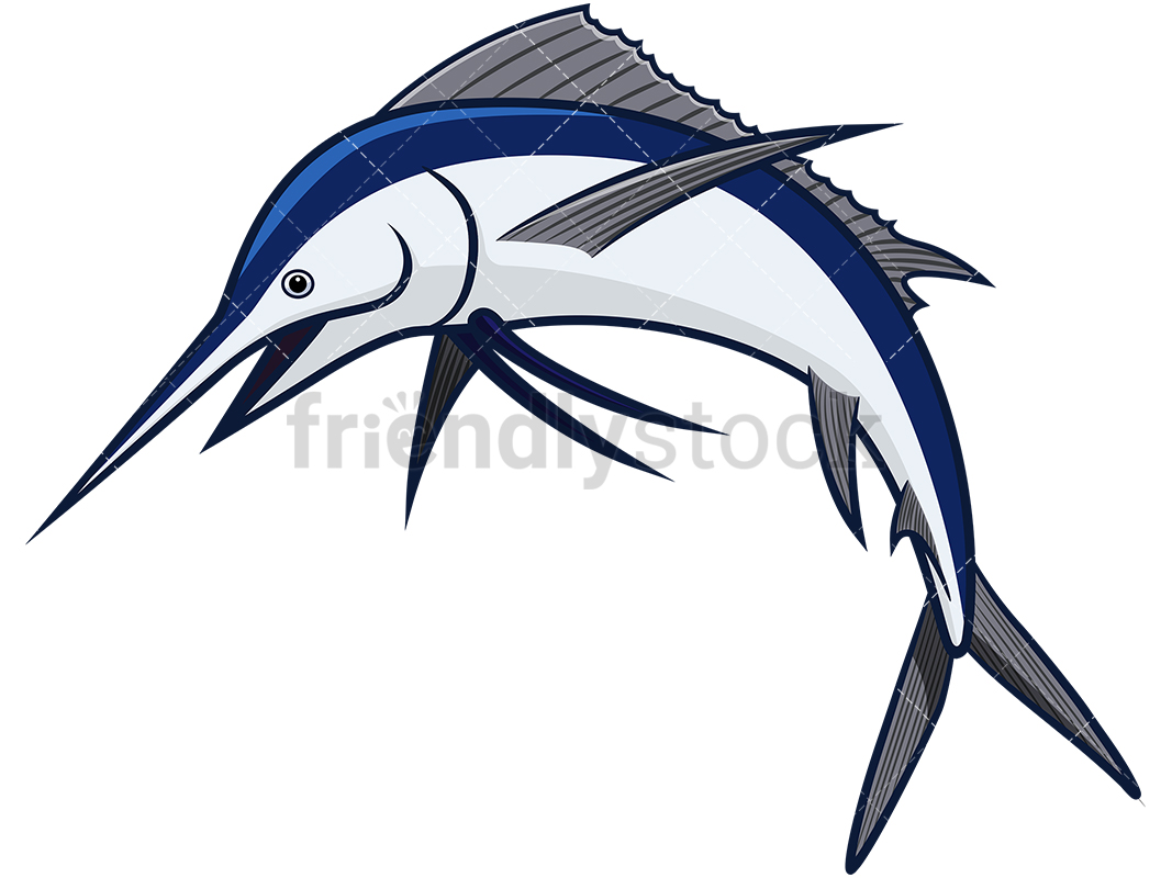 1067x800 Marlin Fish Cartoon Vector Clipart