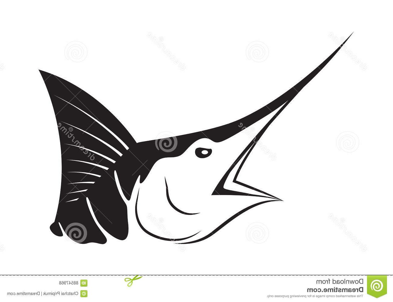 1300x1000 Best Free Graphic Marlin Fish Vector Illustration Black White