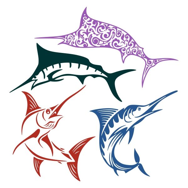 600x600 Fish Silhouette Marlin Fish Cuttable Design Cut File Vector