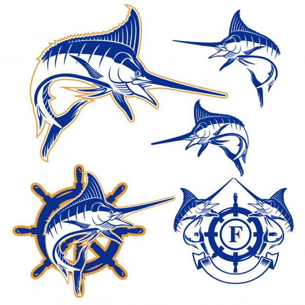 626x626 Set Of Vector Marlin Fish Badges Icons Vector Premium Download