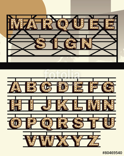 397x500 Retro Style Vector Marquee Sign Letters Stock Image And Royalty