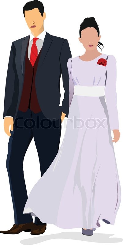 402x800 Bride And Groom Isolated On White For Marriage Ceremony Design