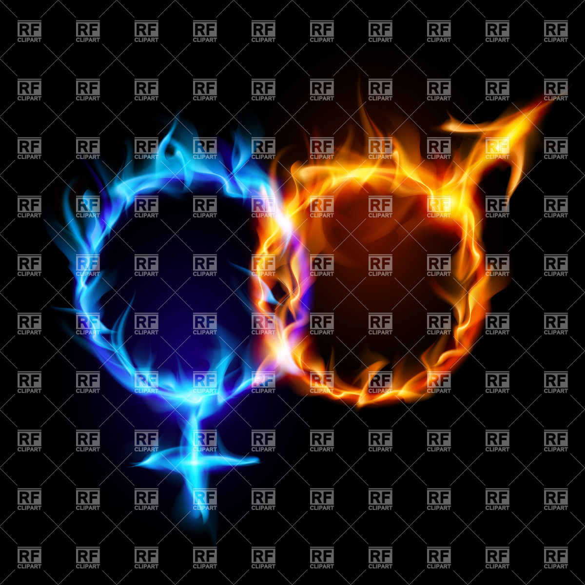 1200x1200 Mars And Venus Symbols On Black Background Vector Image Vector