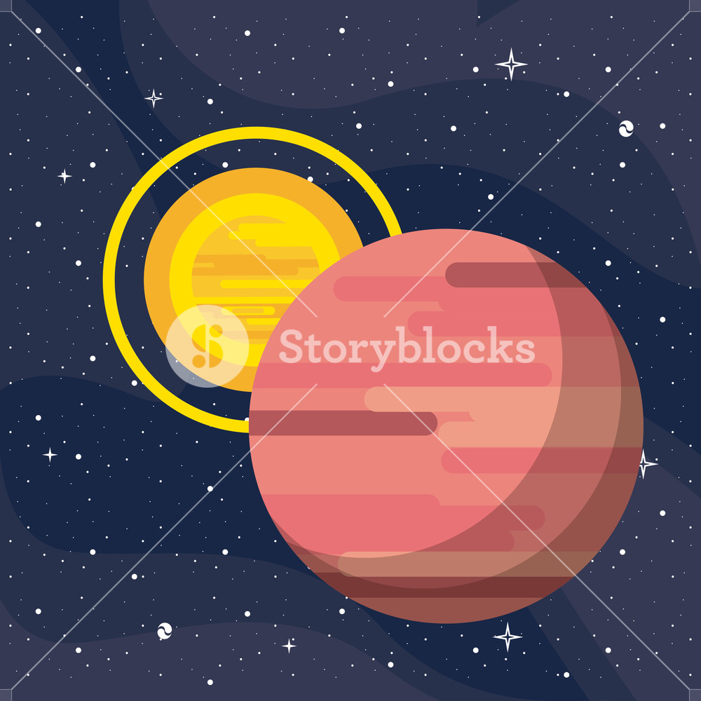 1000x1000 Mars With Sun Vector Illustration Graphic Design Royalty Free