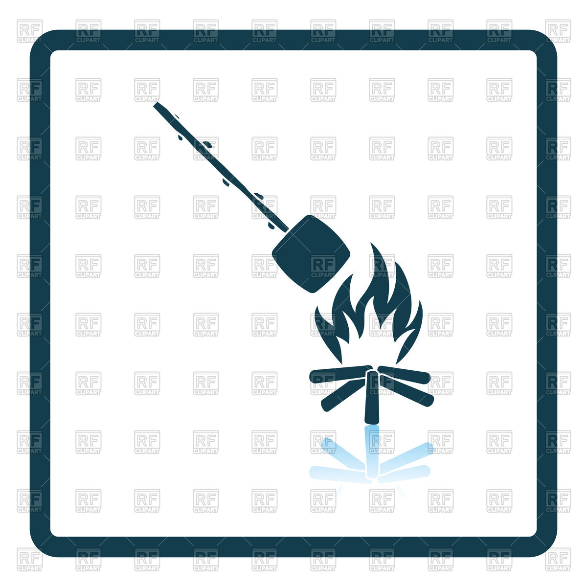 1200x1200 Icon Of Camping Fire With Roasting Marshmallow Vector Image