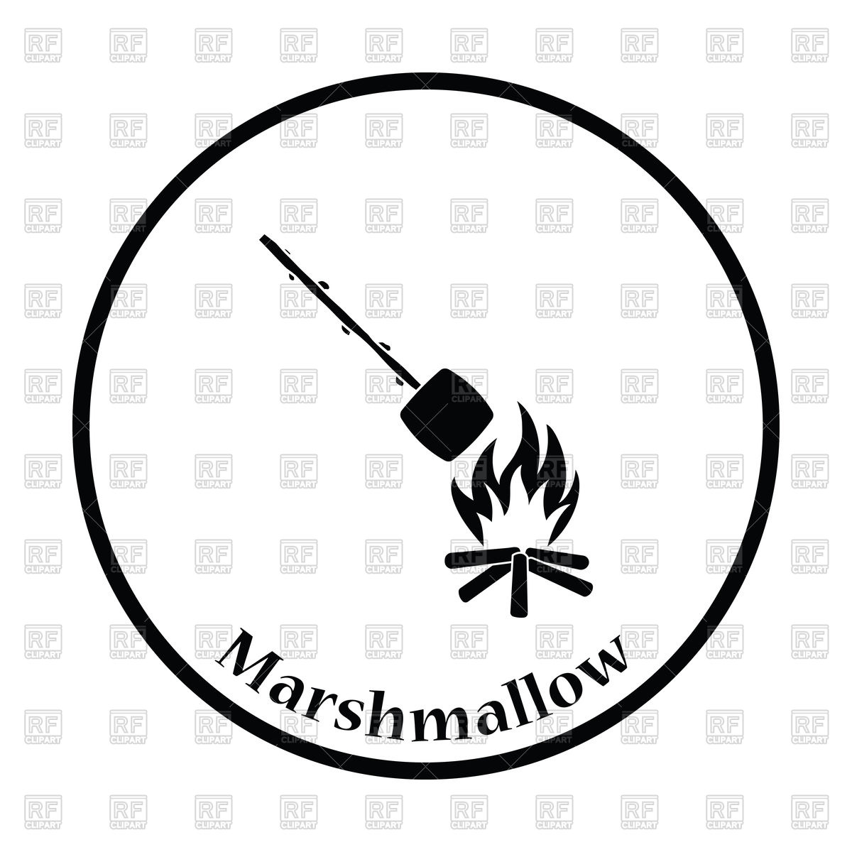 1200x1200 Camping Fire With Roasting Marshmallow Icon Vector Image Vector